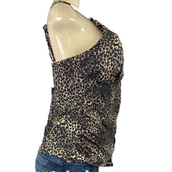 Swimsuits For All 14 Animal Print Caged V- Neckline Ruched Sides Swim Tankini - Picture 5 of 6